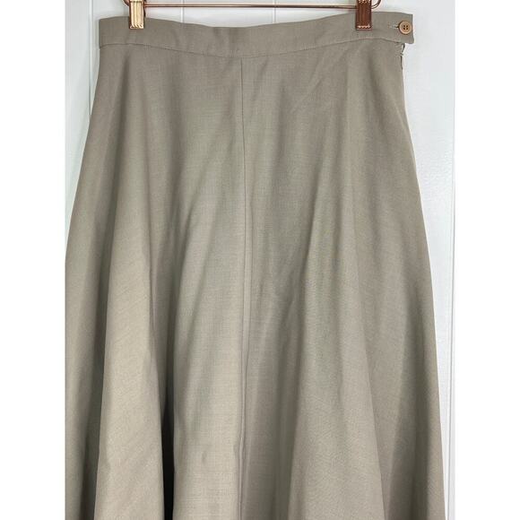 Emporio Armani Taupe A Line Midi Skirt Fully Lined Button/Zip Closure Size 46/S - Picture 2 of 9